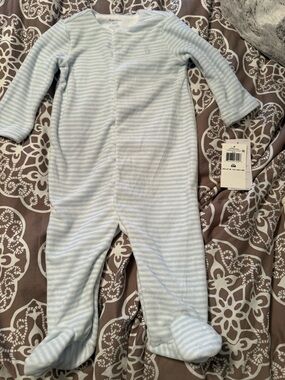 Ralph Lauren Light Blue Striped Footed One-Piece